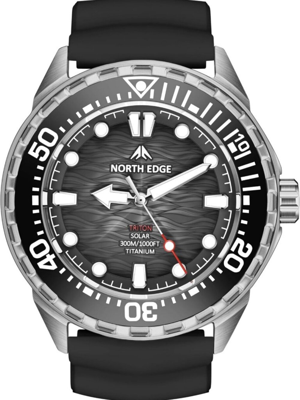 Solar Powered Dive Watch for Men, 1000FT Water Resistant, Luminous Dial